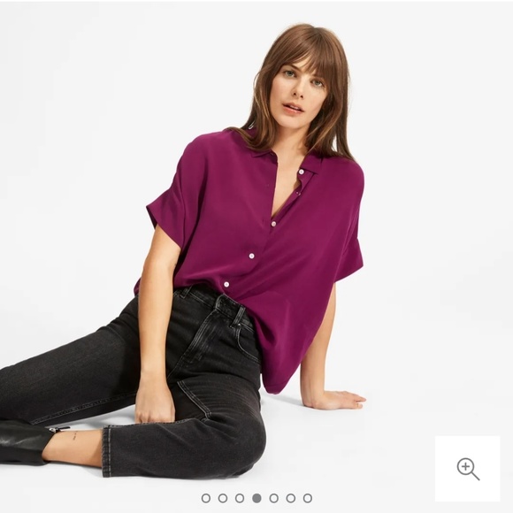 Everlane Tops - Everlane The Clean Silk Short-Sleeve Square Shirt